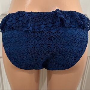 Ralph Lauren Blue Crocheted Ruffle Bikini Bottom Women’s Large